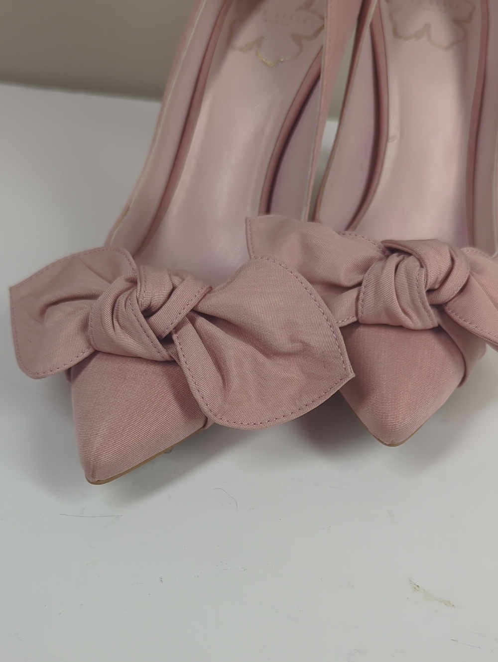 Ted Baker Hyana Pink Bow Pointed-Toe High Heels Canvas 37 - Picture 6 of 10